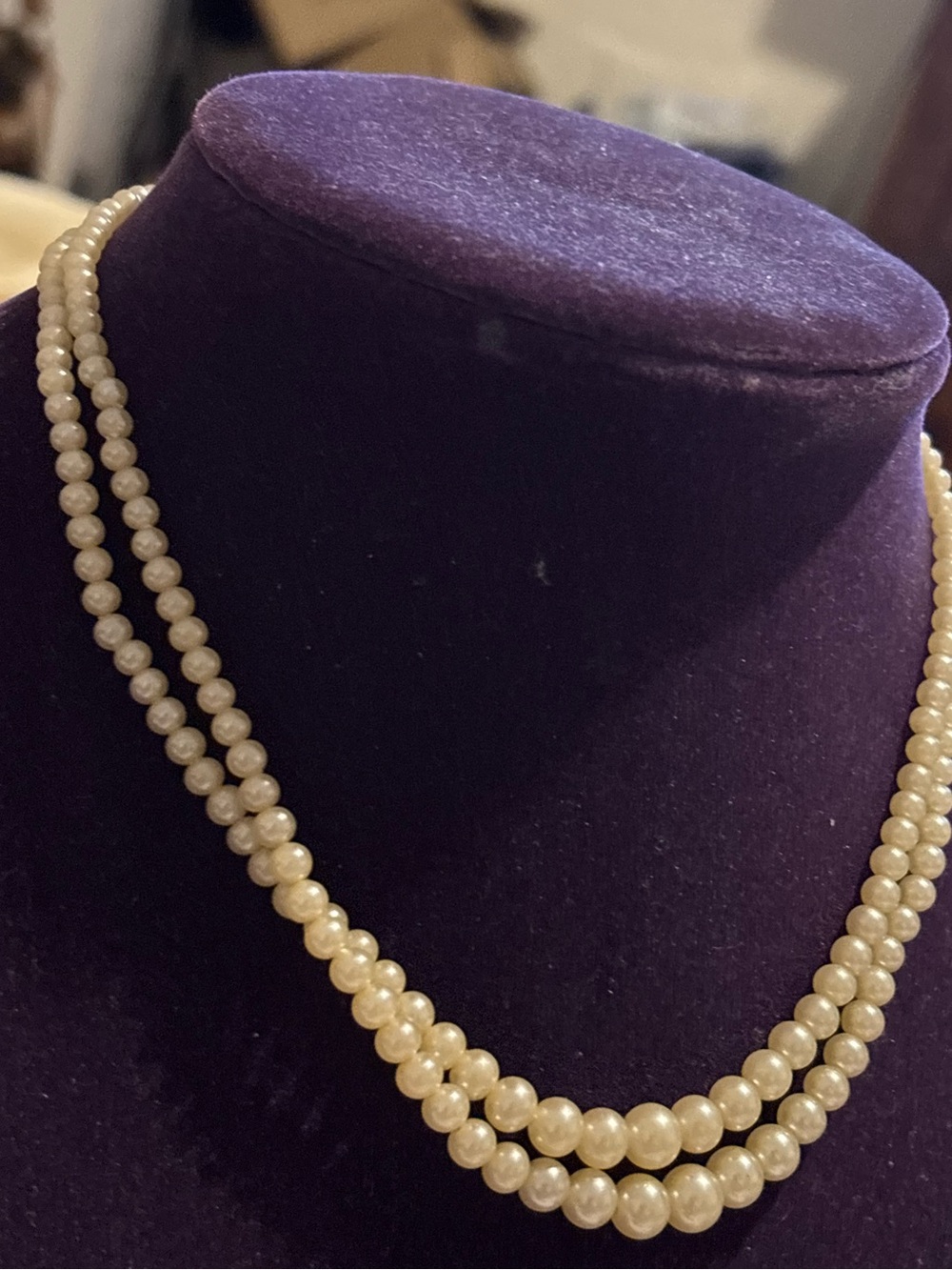 Classic Double Strand Pearl Necklace - Ivory Pearls